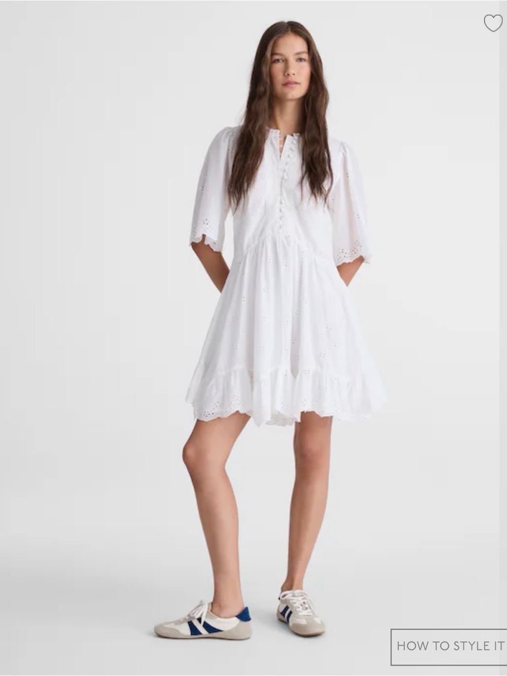 MADEWELL Size 8 Eyelet Flutter Sleeve Mini Dress in Cotton NU556